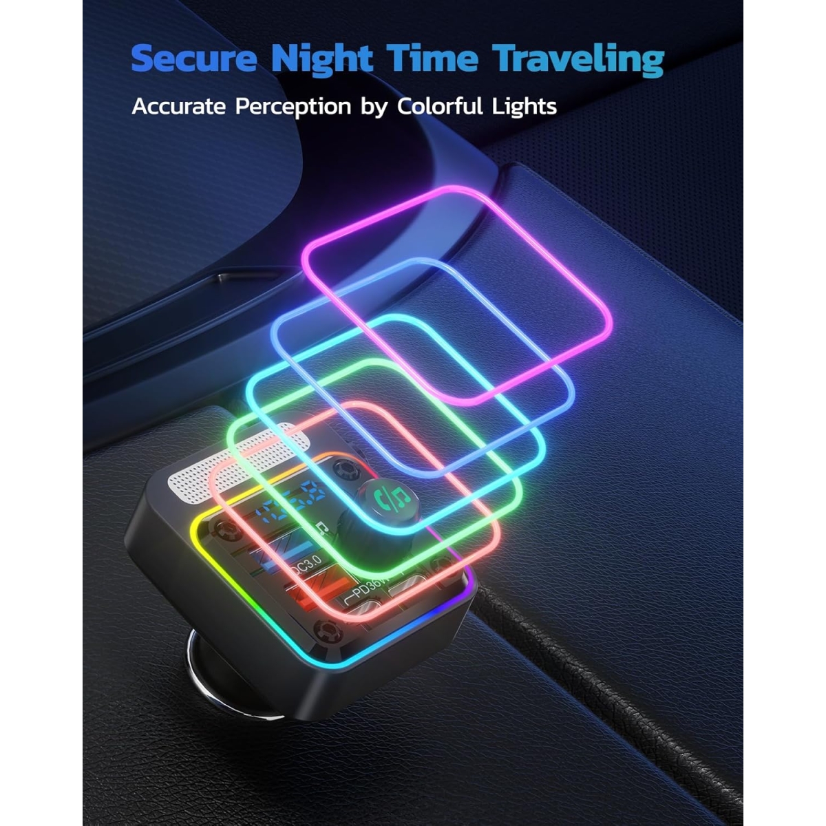 FM Transmitter Bluetooth 5.3 Αυτοκινήτου με USB-C PD 30W, QC3.0 36W και RGB Φωτισμό - Image 3