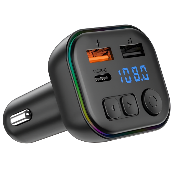 FM Transmitter Bluetooth Αυτοκινήτου με USB, USB-C PD και RGB Φωτισμό C39