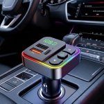 FM Transmitter Bluetooth Αυτοκινήτου με USB, USB-C PD και RGB Φωτισμό HM145 - Image 2