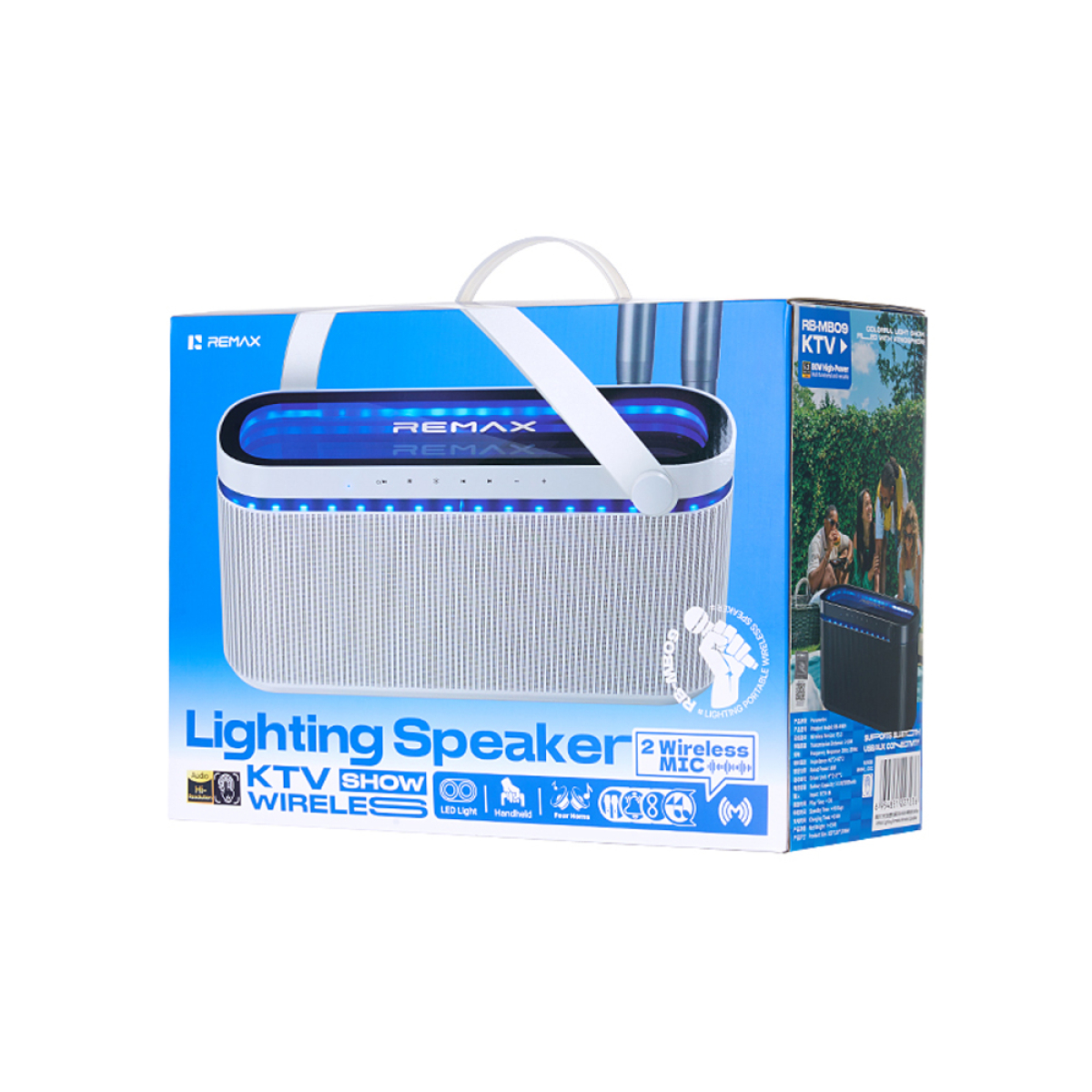 Φορητό Ασύρματο Ηχείο Bluetooth Με RGB Φωτισμό Και 2 Μικρόφωνα 80W Remax RB-MB09 - Image 2