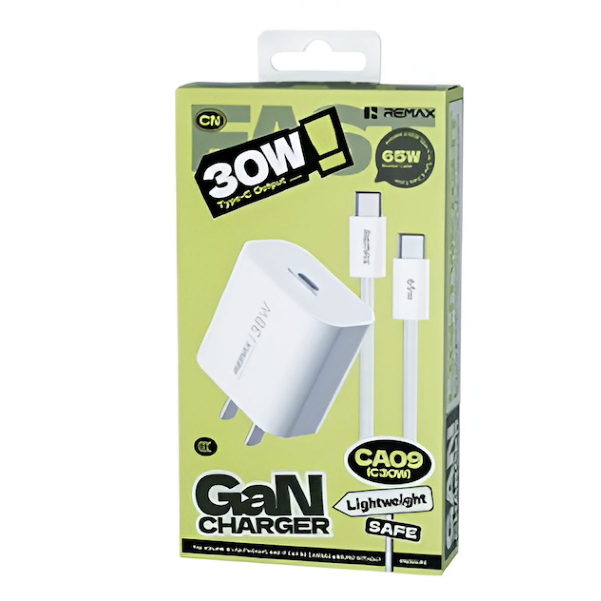 Φορτιστής GaN 30W Με Καλώδιο USB-C σε USB-C 65W Remax CA09 - Image 2