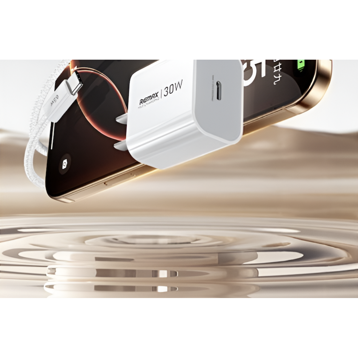Φορτιστής GaN 30W Με Καλώδιο USB-C σε USB-C 65W Remax CA09 - Image 3