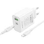 Φορτιστής Τοίχου 30W USB-C PD & USB-A QC 3.0 Λευκός - Borofone BA108A C-C - Image 3