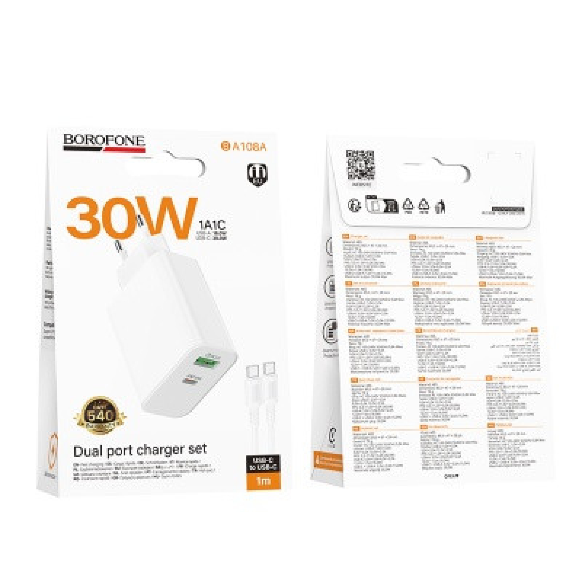 Φορτιστής Τοίχου 30W USB-C PD & USB-A QC 3.0 Λευκός - Borofone BA108A C-C - Image 9