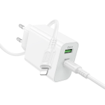 Φορτιστής Τοίχου 30W USB-C PD & USB-A QC 3.0 με Καλώδιο USB-C σε Lightning Λευκός - Borofone BA108A c-ios Stellar - Image 4