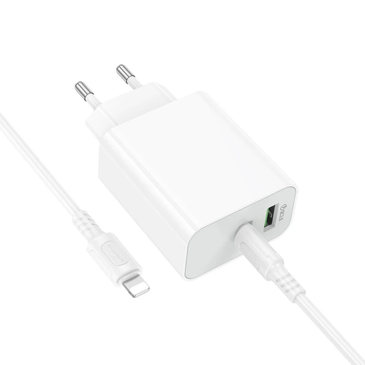 Φορτιστής Τοίχου 30W USB-C PD & USB-A QC 3.0 με Καλώδιο USB-C σε Lightning Λευκός - Borofone BA108A c-ios Stellar - Image 5