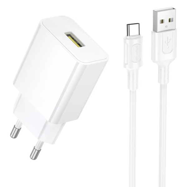 Φορτιστής Τοίχου USB & USB-C 15W Λευκός - Borofone BA111A