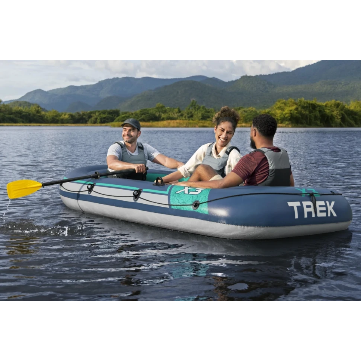 Φουσκωτή Βάρκα Θαλάσσης Hydro-Force™ Trek X3 294x137 εκ. με Κουπιά & Τρόμπα Bestway 61154 - Image 7