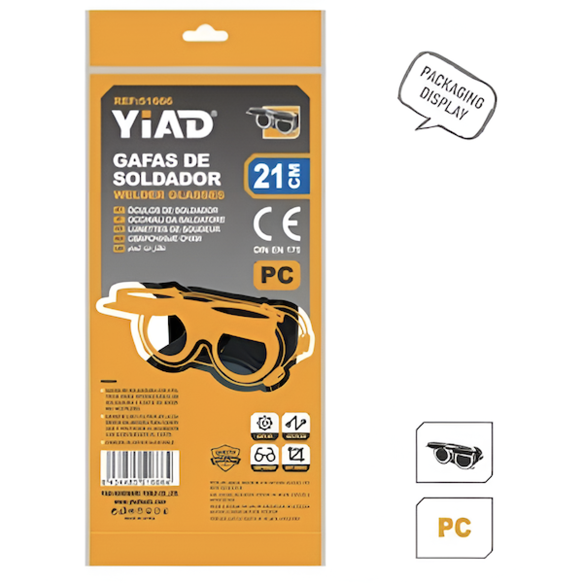 Γυαλιά Προστασίας Συγκόλλησης 21cm YiAD 51666 - Image 2