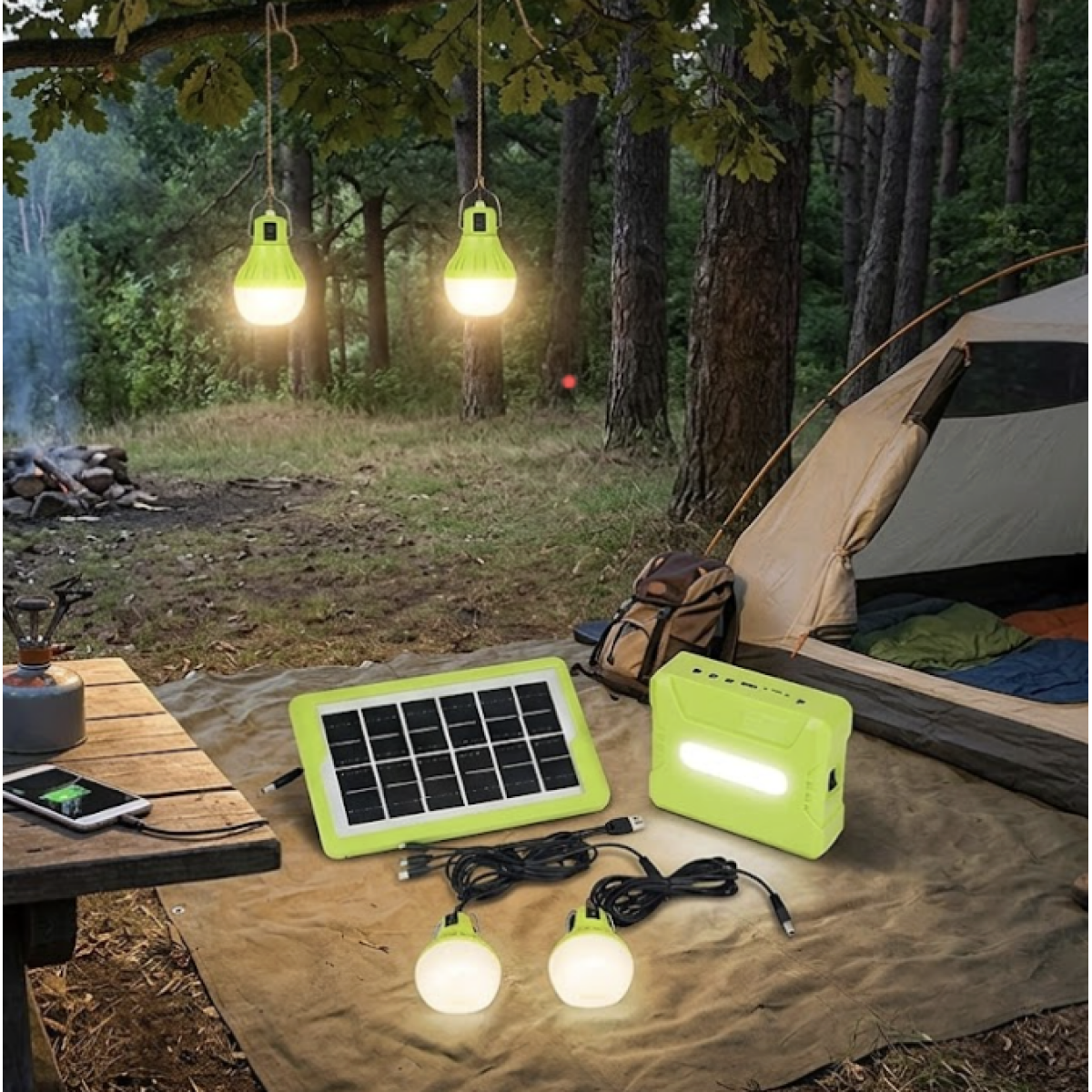 Ηλιακό Σύστημα Φωτισμού Με 2 LED Λάμπες Και Ηλιακό Πάνελ GD-8922 - Image 2