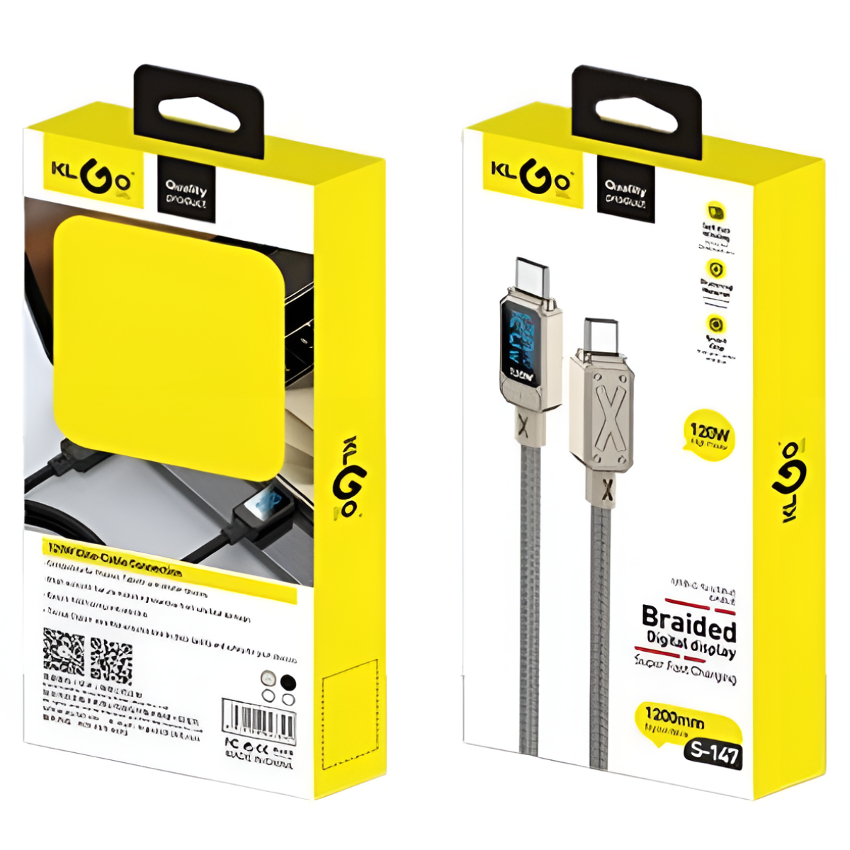 Καλώδιο Φόρτισης USB-C σε USB-C PD 120W 1.2m KLGO S-147 - Image 4