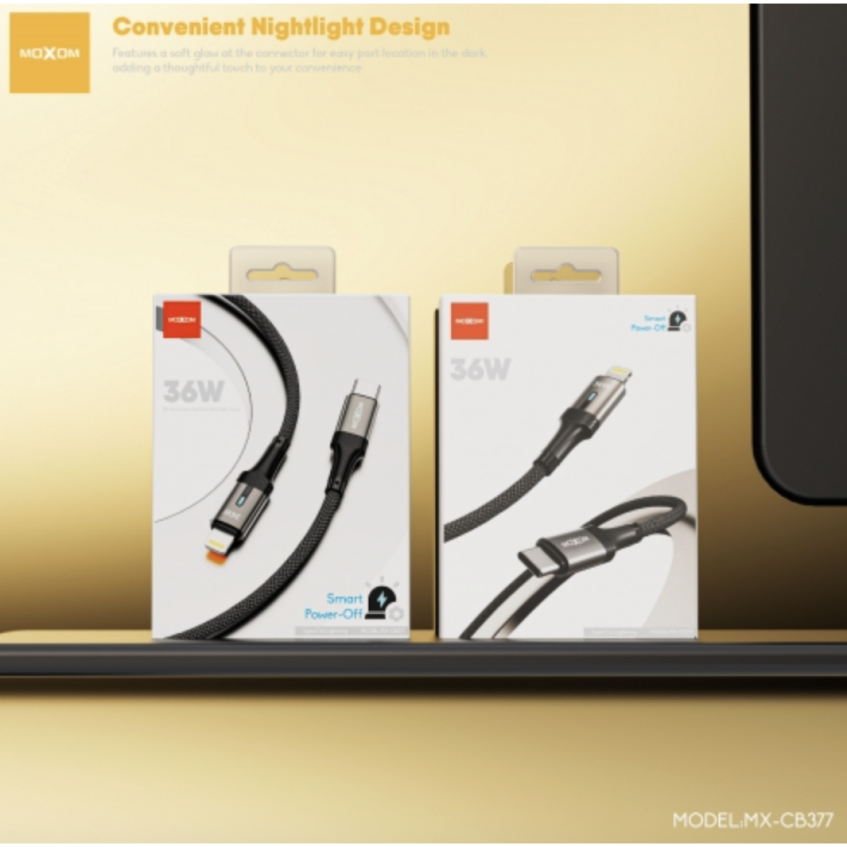 Καλώδιο Φόρτισης USB Type-C Σε Type-C 100W Με Smart Auto Power Off 1.2m Moxom MX-CB377 - Image 4