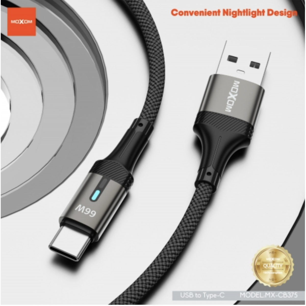 Καλώδιο Φόρτισης USB Type-C Σε Type-C 66W 1m Moxom MX-CB375 - Image 3