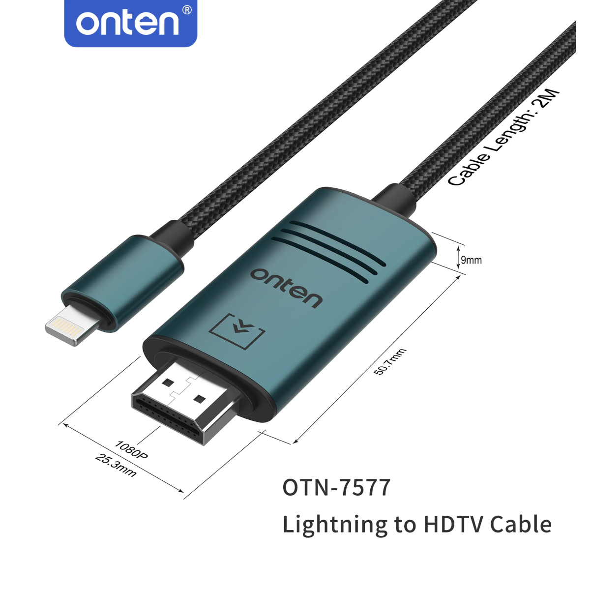 Καλώδιο Lightning Σε HDMI Full HD 1080p 2m Onten OTN-7577 - Image 6