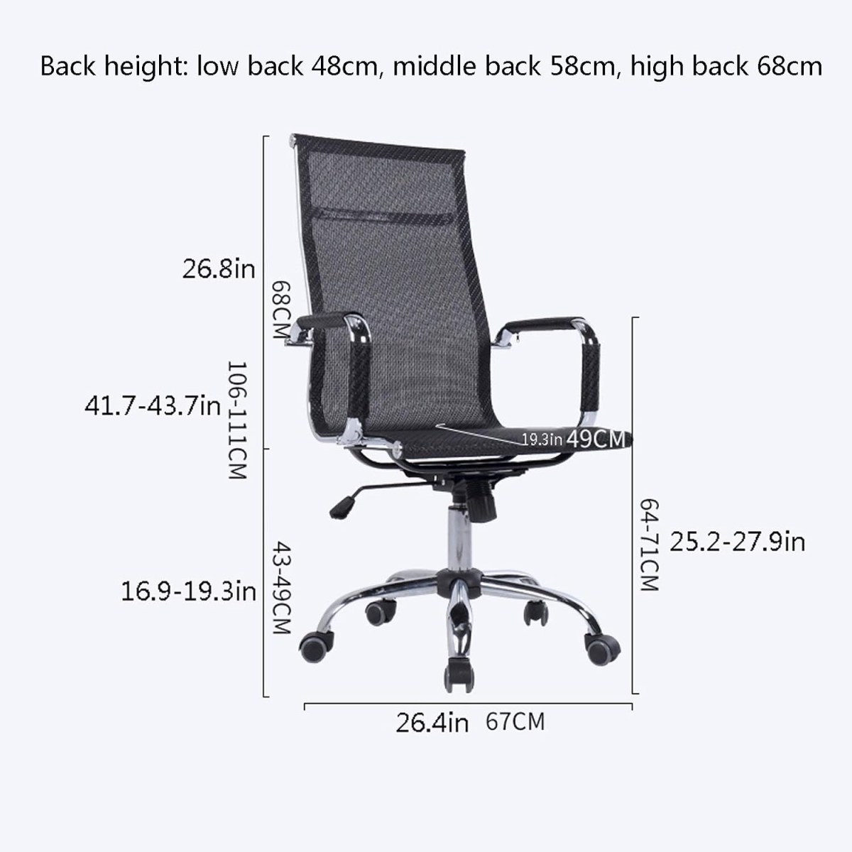 Καρέκλα Γραφείου Ergonomic Mesh με Ανάκλιση και Ρυθμιζόμενο Ύψος Μαύρη FQ-21 - Image 7