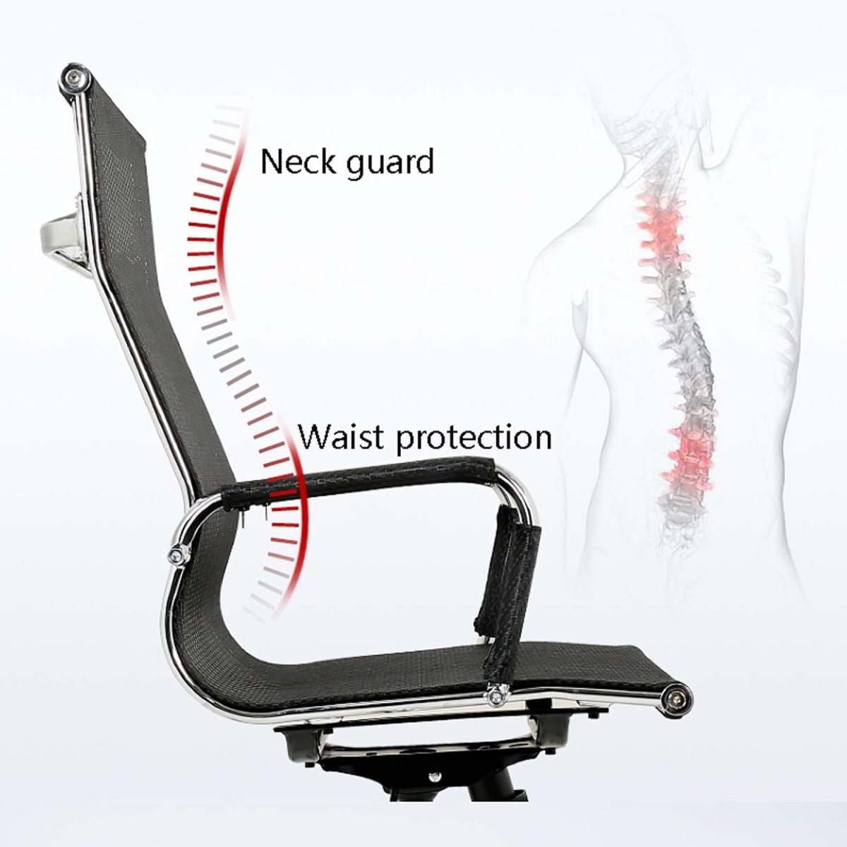 Καρέκλα Γραφείου Ergonomic Mesh με Ανάκλιση και Ρυθμιζόμενο Ύψος Μαύρη FQ-21 - Image 6
