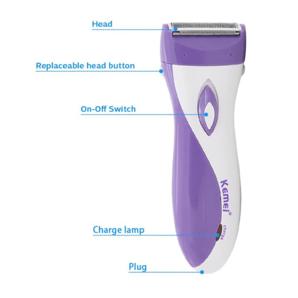 Kemei KM-3018 Γυναικεία Ξυριστική Μηχανή Μωβ