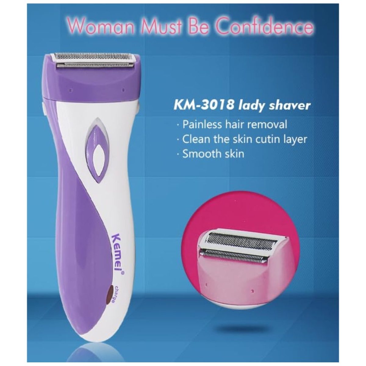 Kemei KM-3018 Γυναικεία Ξυριστική Μηχανή Μωβ