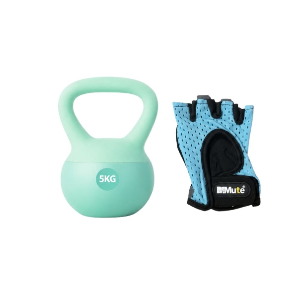 Kettlebell 5kg με Επένδυση Βινυλίου και Αντιολισθητική Λαβή για Προπόνηση με Δώρο Γάντια