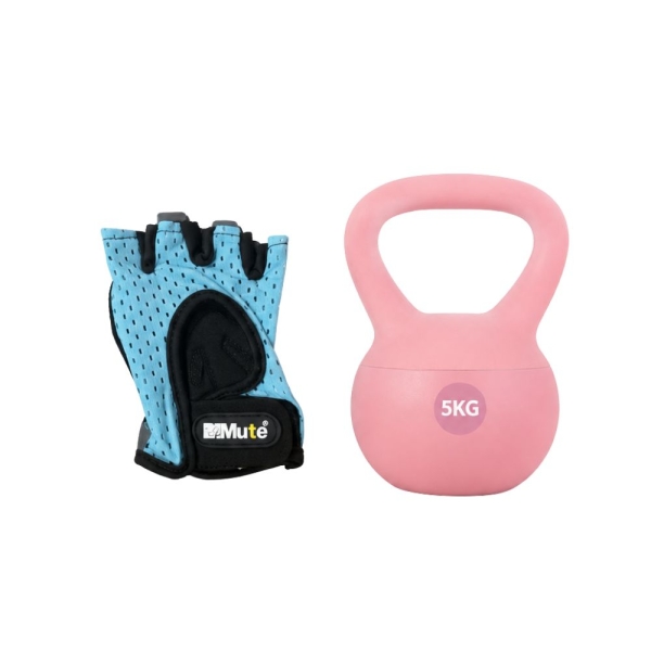 Kettlebell 5kg με Επένδυση Βινυλίου και Αντιολισθητική Λαβή για Προπόνηση με Δώρο Γάντια