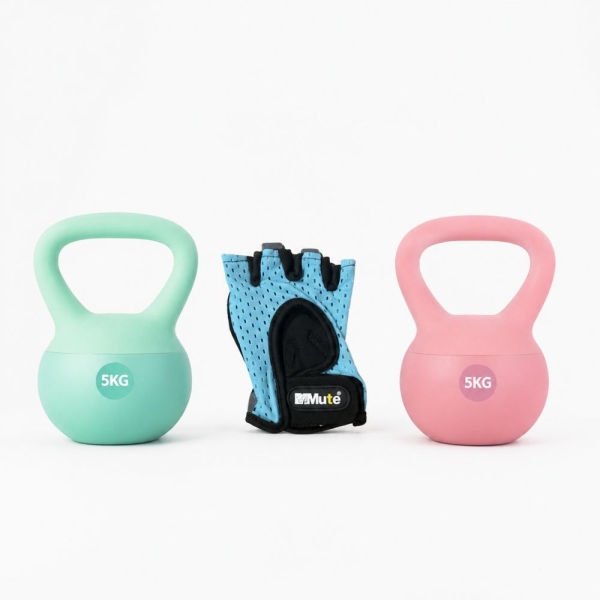 Kettlebell 5kg με Επένδυση Βινυλίου και Αντιολισθητική Λαβή για Προπόνηση με Δώρο Γάντια