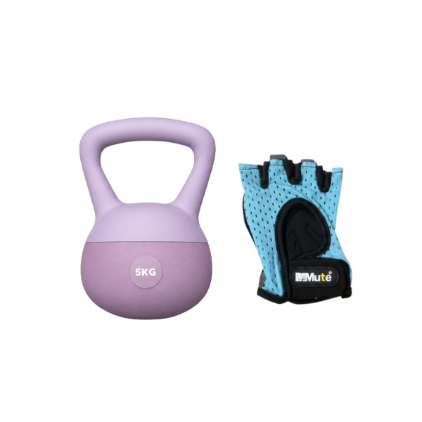 Kettlebell 5kg με Επένδυση Βινυλίου και Αντιολισθητική Λαβή για Προπόνηση με Δώρο Γάντια