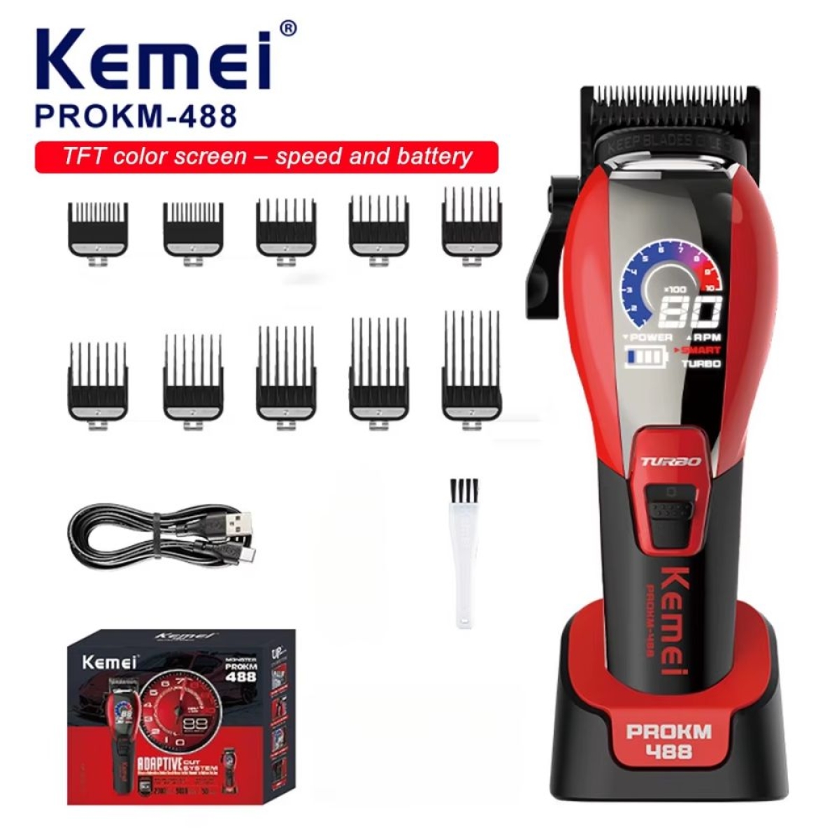 Κουρευτική Μηχανή Kemei PRO KM-488 με LCD