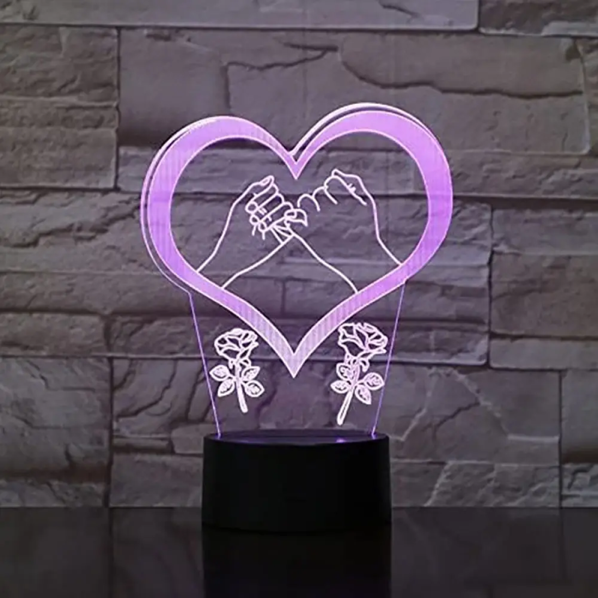 Επιτραπέζιο Φωτιστικό LED 3D Illusion Με 7 Χρώματα - Καρδιά & Τριαντάφυλλα - Image 5