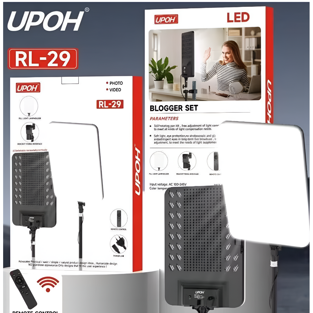 LED Φωτιστικό Studio 85W με Βάση και Τηλεχειριστήριο UPOH RL-29 - Image 3
