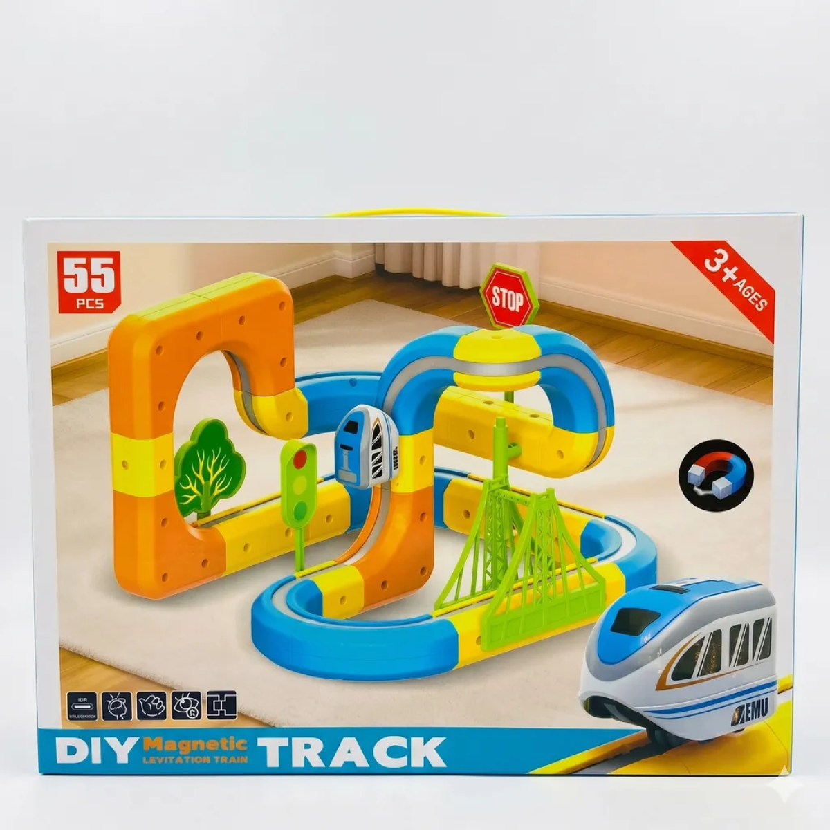 Μαγνητική Πίστα Τρένου DIY Magnetic Track 55 Τεμαχίων - Image 10