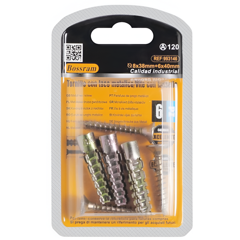 Μεταλλικά Βύσματα με Βίδες 8x38mm & 6x40mm 6τμχ Bossram 993146