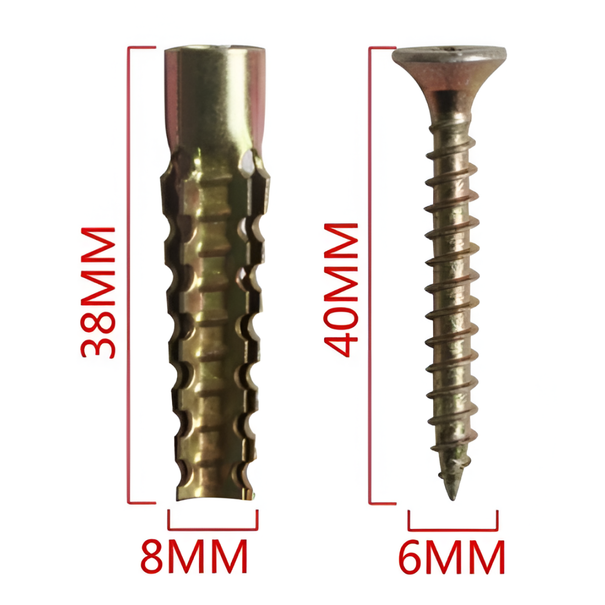 Μεταλλικά Βύσματα με Βίδες 8x38mm & 6x40mm 6τμχ Bossram 993146 - Image 2