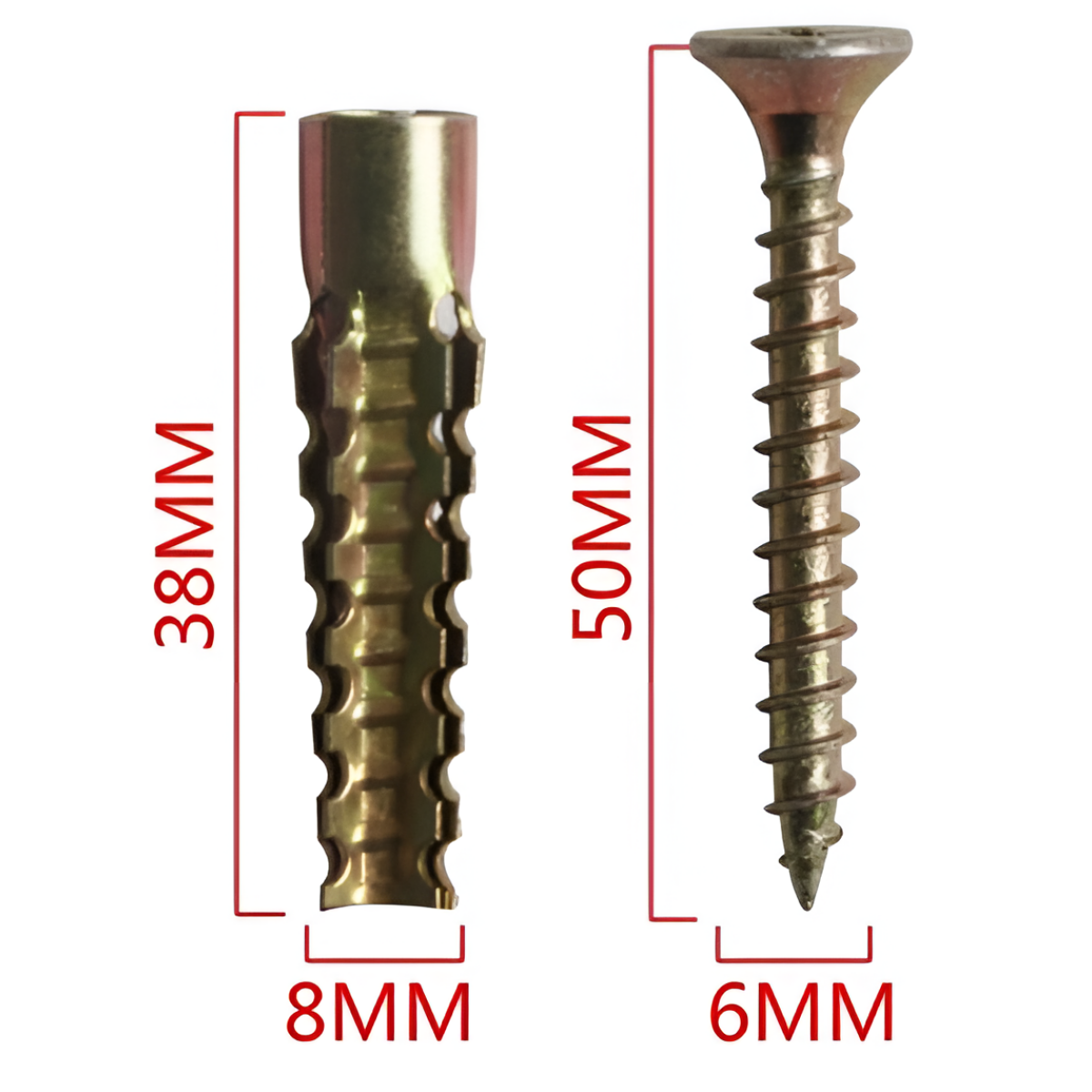 Μεταλλικά Βύσματα με Βίδες 8x38mm & 6x50mm 6τμχ Bossram 993147 - Image 2