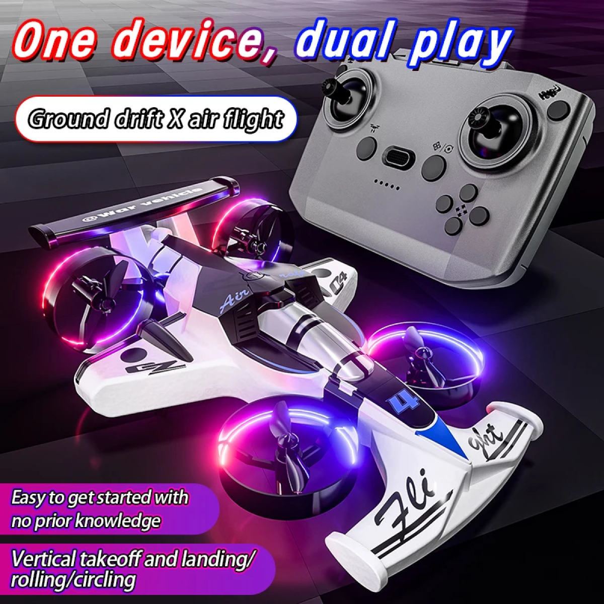 Mini Drone 2 σε 1 Air & Land RC με Κάμερα, Χειριστήριο 2.4GHz & Drift Mode CZ04 - Image 6