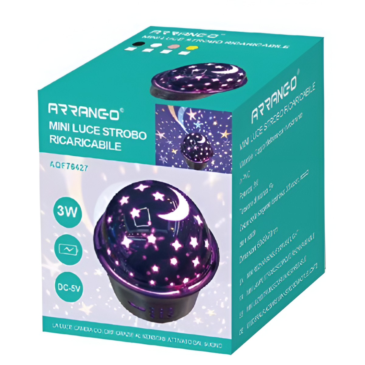 Μίνι Επαναφορτιζόμενο LED Φωτιστικό Disco με Μουσική και Μαγνητική Βάση Arrango AQF76427 - Image 2