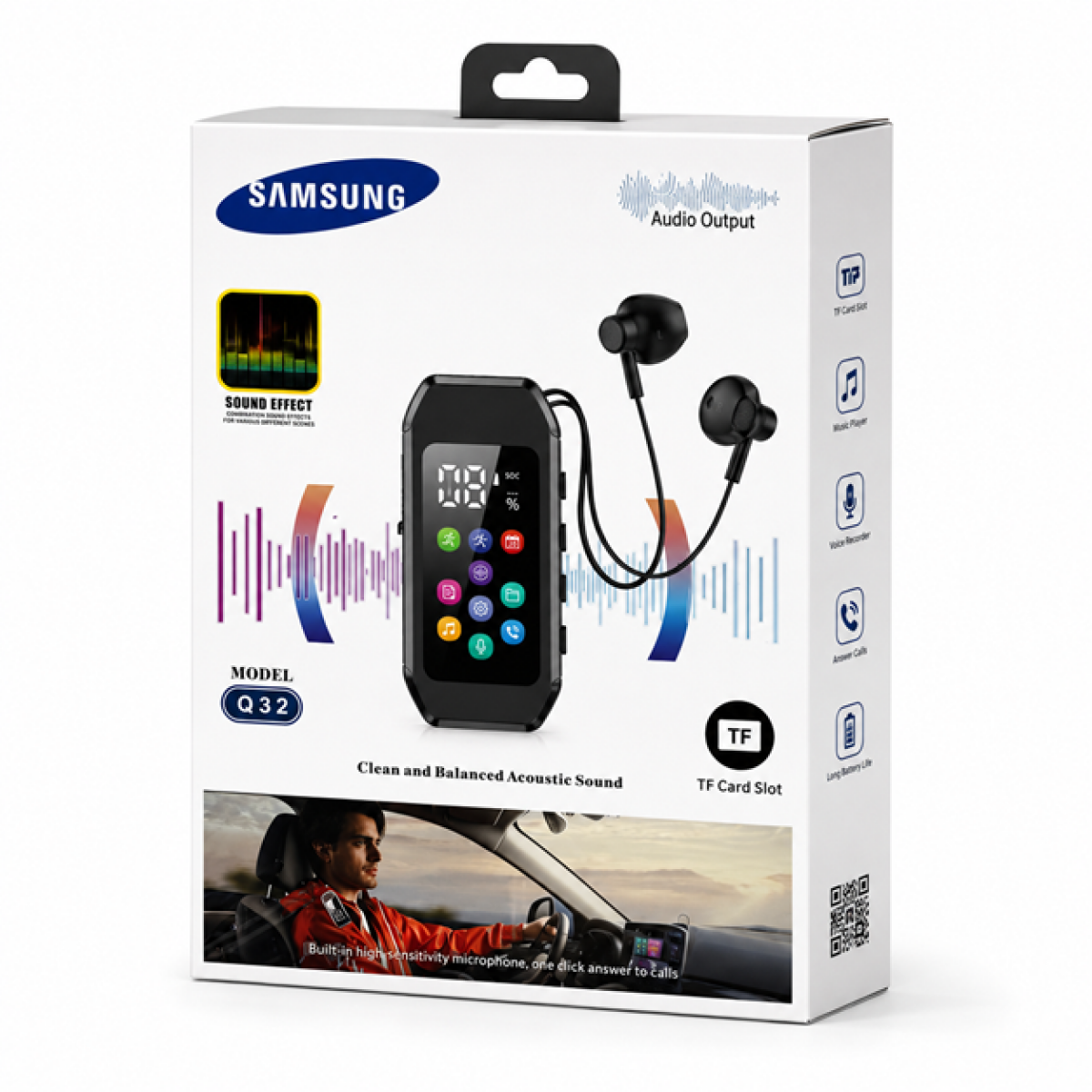 MP3 Player με Έγχρωμη Οθόνη Αφής, Υποδοχή TF Card & Ενσύρματα Ακουστικά Q32