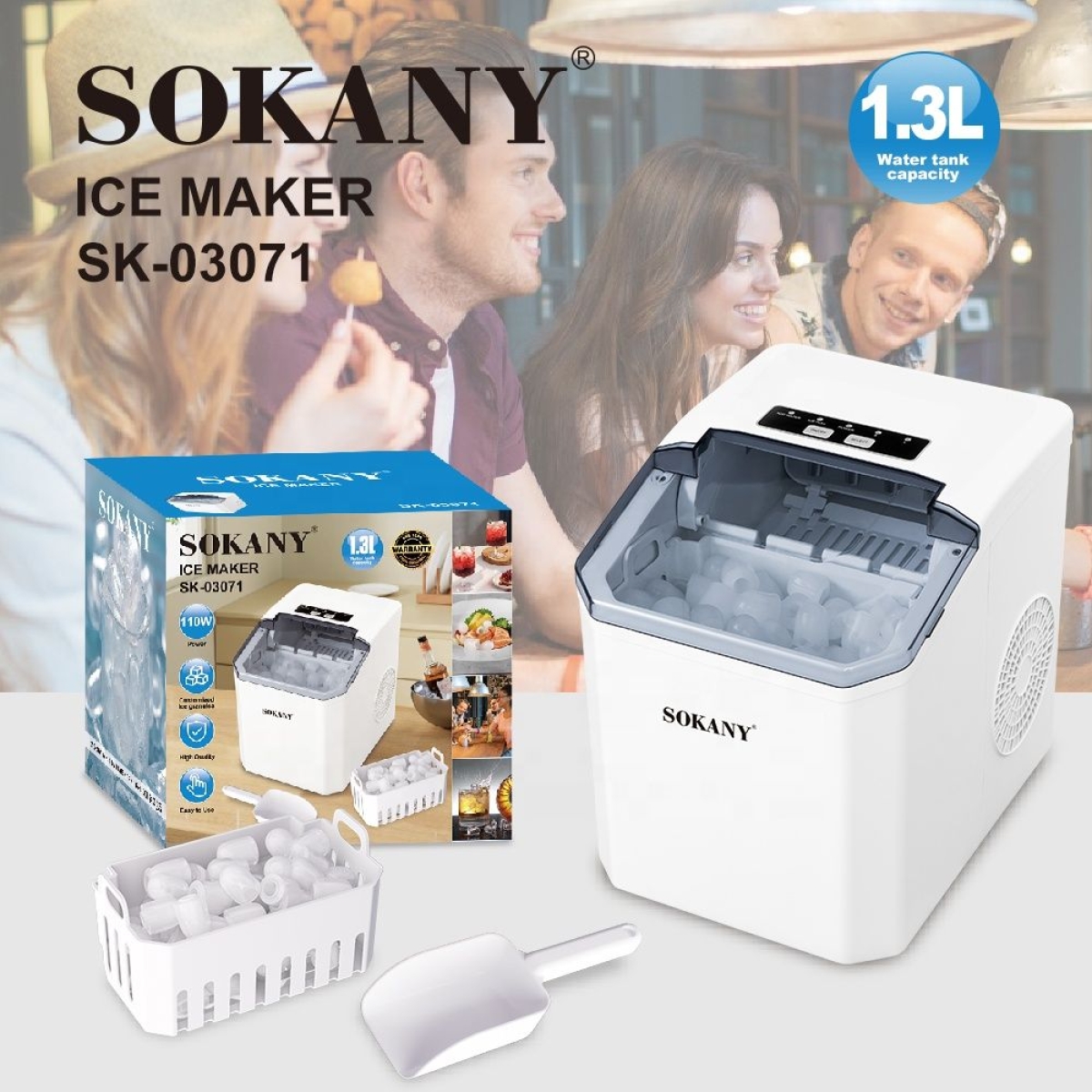 Παγομηχανή Mini 12kg/24h Sokany SK-03071 110W