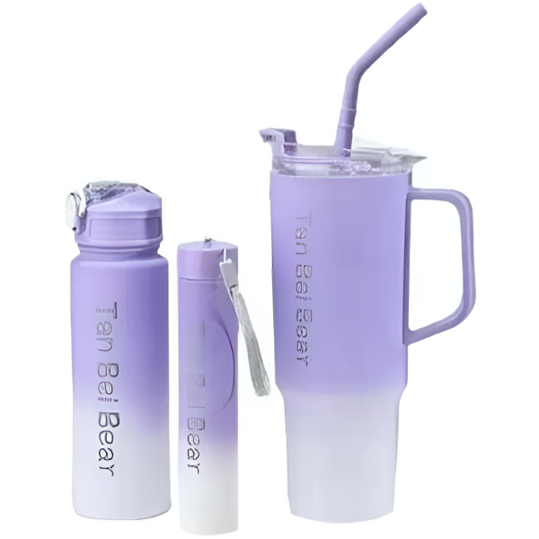 Παγούρια Πλαστικά Σετ 3 Τεμαχίων 1500ml-900ml-300ml Μωβ 24825