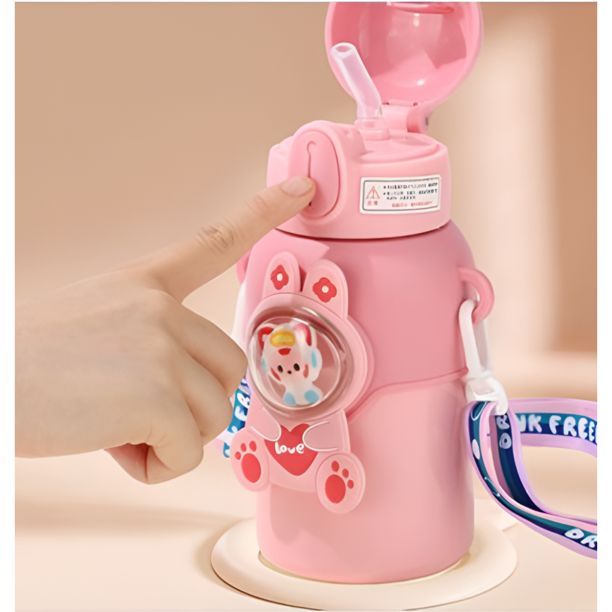 Παιδικό Θερμός με Καλαμάκι & Ιμάντα 600ml SDS-27187