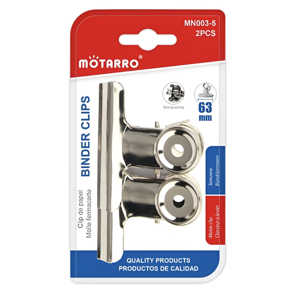 Πιάστρες Κλιπ Εγγράφων 63mm Σετ 2 τμχ Motarro MN003-5 - Image 2