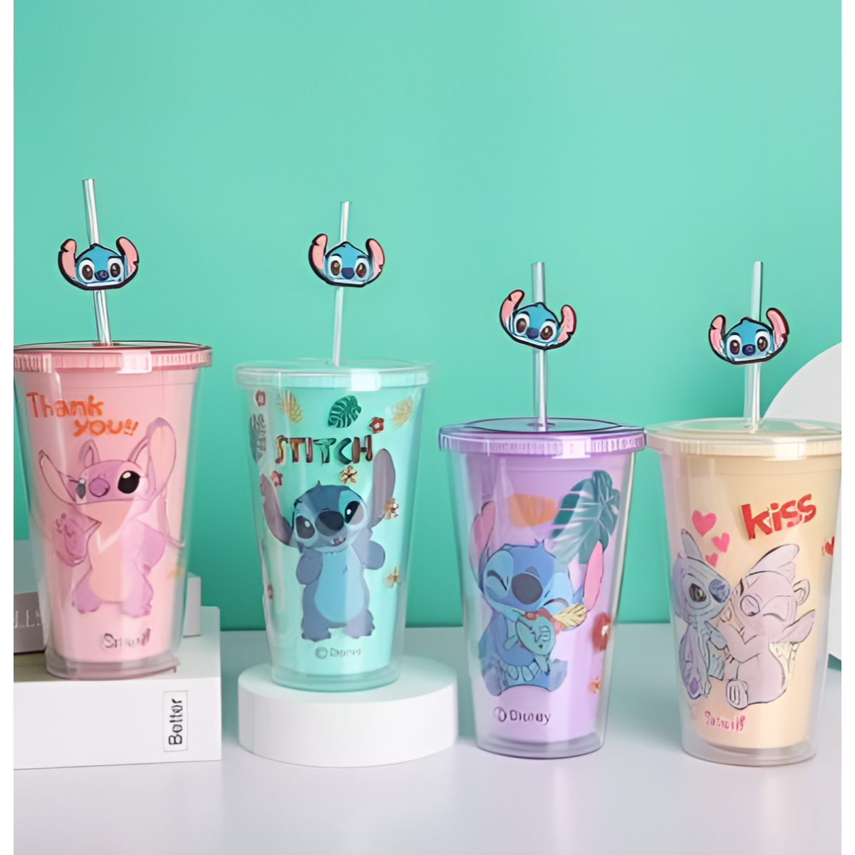 Ποτήρι με Καπάκι και Καλαμάκι Stitch 450ml SDS-24802