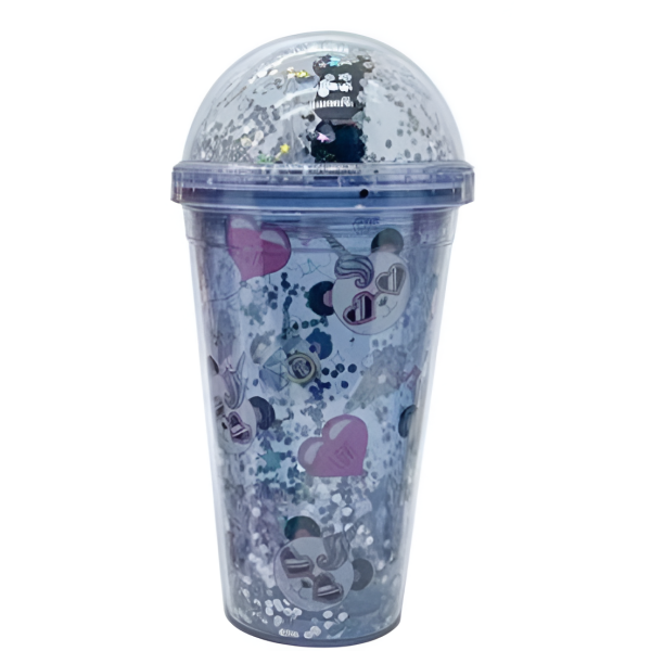 Ποτήρι Πλαστικό με Καπάκι και Καλαμάκι 450ml Panda SDS-24849