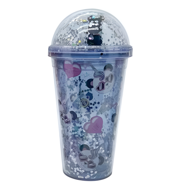 Ποτήρι Πλαστικό με Καπάκι και Καλαμάκι 450ml Panda SDS-24849
