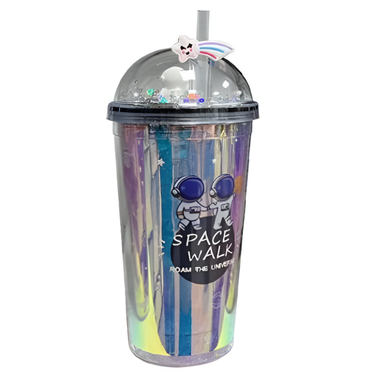 Ποτήρι Πλαστικό με Καπάκι και Καλαμάκι 450ml Space Walk SDS-24836