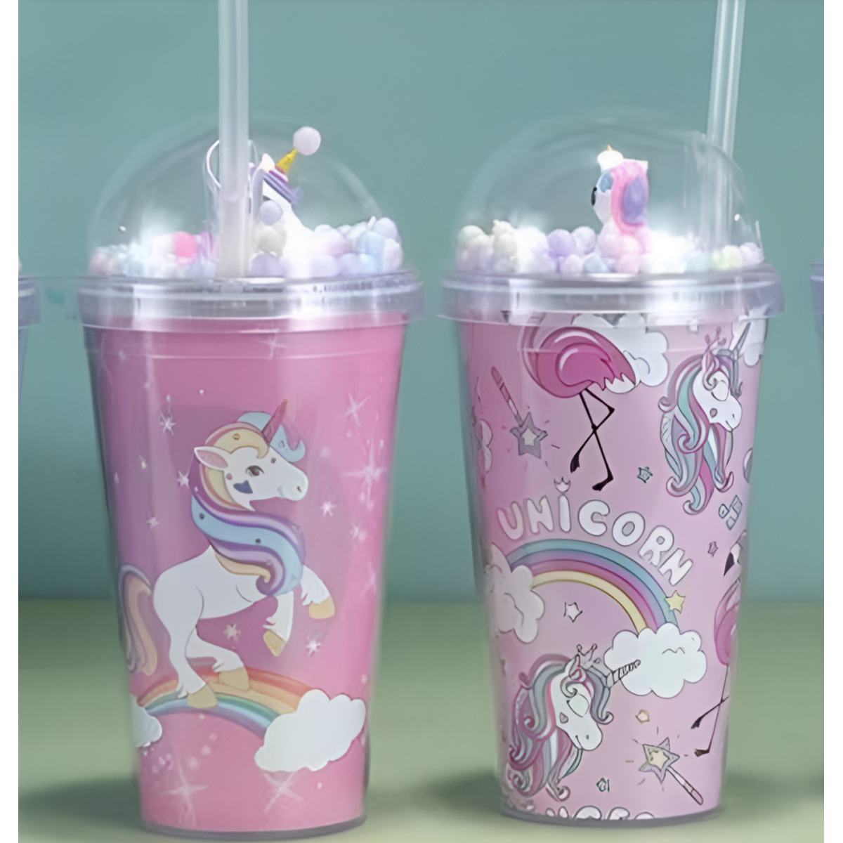 Ποτήρι Πλαστικό με Καπάκι και Καλαμάκι 450ml Unicorn Princess SDS-24855