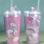 Ποτήρι Πλαστικό με Καπάκι και Καλαμάκι 450ml Unicorn Princess SDS-24855