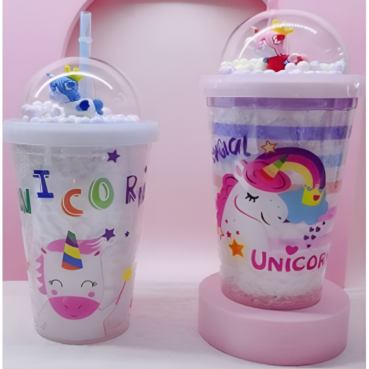 Ποτήρι Πλαστικό με Καπάκι και Καλαμάκι 450ml Unicorn SDS-24842
