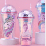 Ποτήρι Πλαστικό με Καπάκι και Καλαμάκι 450ml Unicorn SDS-24852