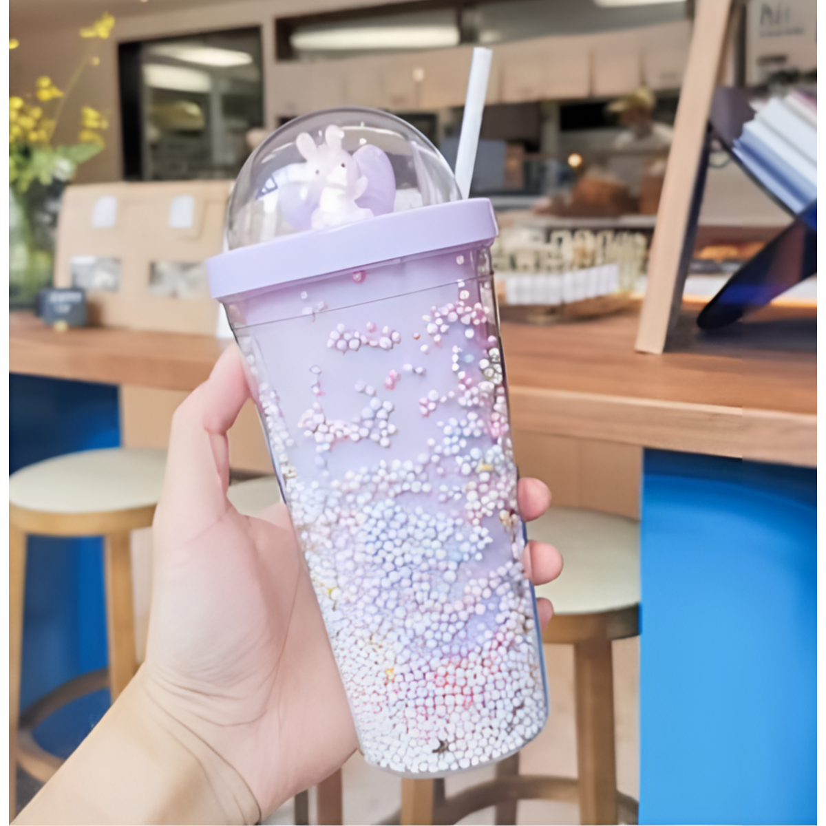 Ποτήρι Πλαστικό με Καπάκι και Καλαμάκι 450ml Unicorn Valentine SDS-24846