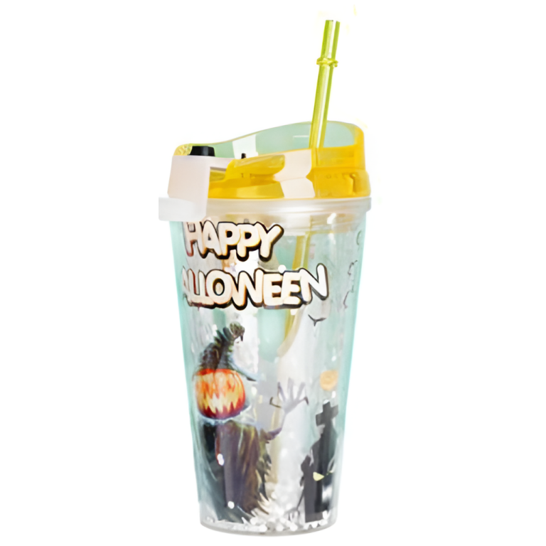 Ποτήρι Πλαστικό με Καπάκι και Καλαμάκι Halloween 450ml SDS-24803